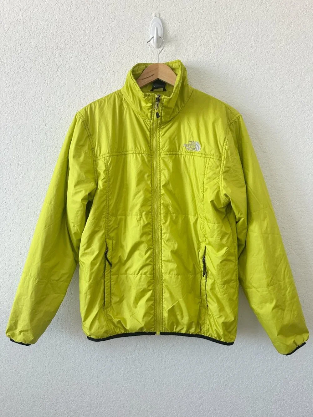 The North Face Full-Zip Quilted Puffer Jacket Neon Yellow Packable Men's Medium